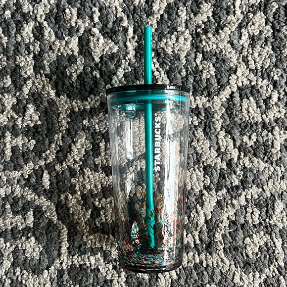 Starbucks Glass Tumbler with Teal and Orange Design - Picture 5 of 5